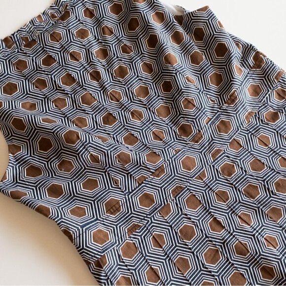 Tory Burch Summer Dress Hexagon Geometric Print Cotton Sleeveless Size 8 NWOT - Picture 9 of 11